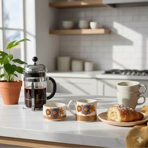 Vintage Sadler England 1960s Stackable Creamer & Sugar Set Retro Floral MCM